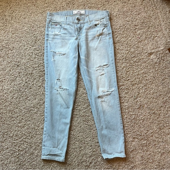 Hollister Denim - Hollister Railroad Striped Distressed Denim Jeans Straight Leg
